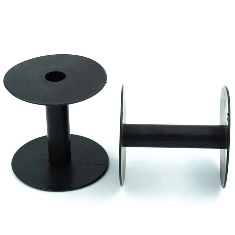 Bluemoona 10 PCS - Empty Plastic Wire Spools Bobbins Round Ends for Various Size Cord Ribbon (Black) - Image 2